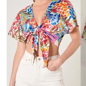 Sugar lips tie front floral top S